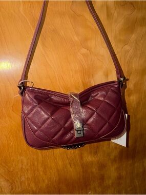Steve Madden Quilted Shoulder Bag in Deep Burgundy